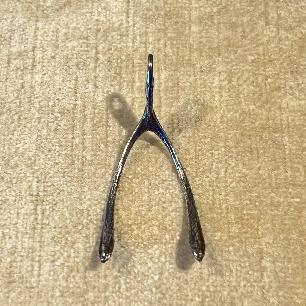 Silver wishbone charm